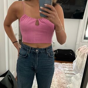 Pink never worn crop top with zip closure